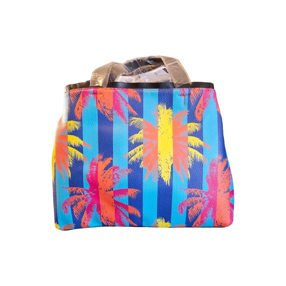 Tahari Bette Satchel Palm Print Vegan Leather Crossbody Bag Multicolor NWT
